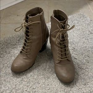 Tan leather booties